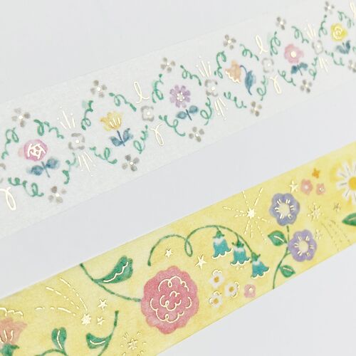 Papier Platz マスキングテープ 52-029 なかうちわか bright flower