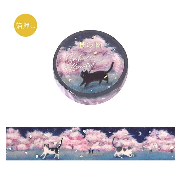 BGMマスキングテープ BM-SPSA050 桜限定・猫と花明かり – Renacio