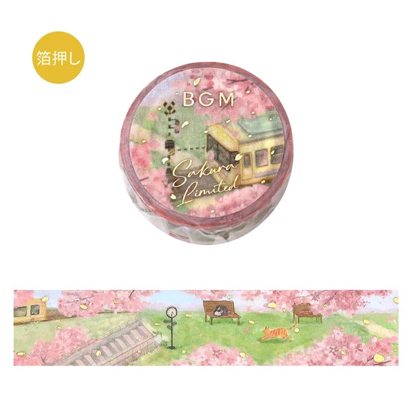 BGM 箔押しマスキングテープ BM-SPSA051 桜限定 桜咲く電車通り｜桜 春