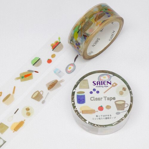 SAIEN クリアマスキングテープ ミシン目付き HR-0001 LIFE キッチン 15mm×3m巻き