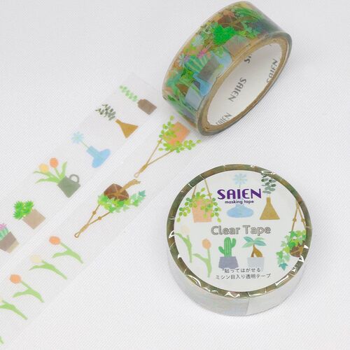 SAIEN クリアマスキングテープ ミシン目付き HR-0003 LIFE プランツ 15mm×3m巻き