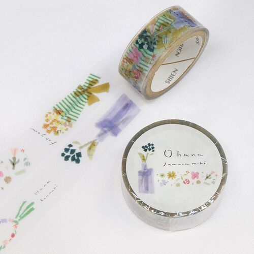 SAIEN クリアマスキングテープ ミシン目付き HR-0008 田村美紀 Ohana 15mm×3m巻き