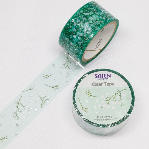 SAIEN クリアマスキングテープ ミシン目付き HR-1001 SEAZON 金箔 かすみ草 20mm×3m巻き