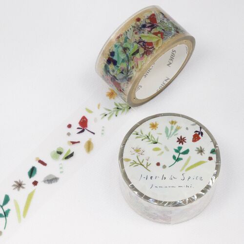 SAIEN クリアマスキングテープ ミシン目付き HR-1007 田村美紀 Herb&Spice 20mm×3m巻き