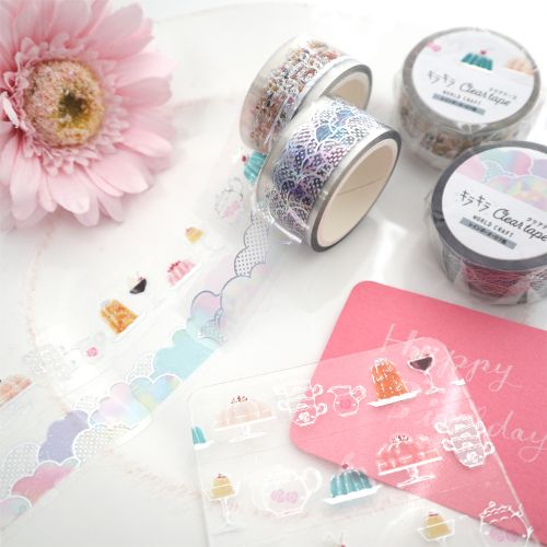 ワールドクラフト クリアマスキングテープ KCT20-020 【キラキラクリアテープ20mm】 Cotton candy