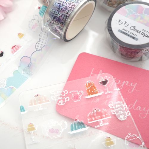 ワールドクラフト クリアマスキングテープ KCT20-020 【キラキラクリアテープ20mm】 Cotton candy