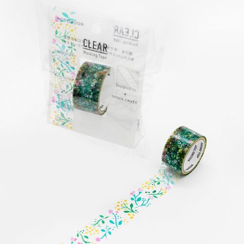 ROUNDTOP クリアマスキングテープ SC-CLMK-008【SPACE CRAFT】 FLORAL 20mm幅