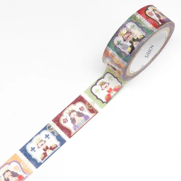 SAIEN マスキングテープ UR3059 King・Queen 金箔 15mm×7m巻き