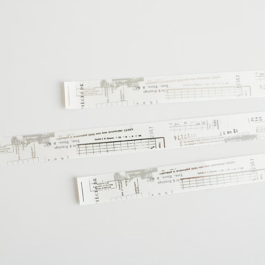 ヨハク 箔押しマスキングテープ YH-007 モジトスウジ|古い手紙 コラージュ 素材 文字 箔押し