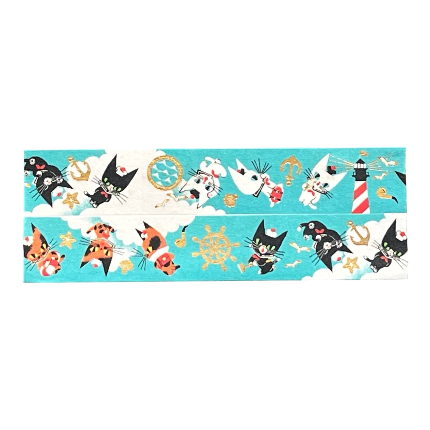 cozyca products 箔押しマスキングテープ 21-045 黒ねこ意匠 MY LITTLE TEO&FRIENDS|猫 海 箔押し かわいい 手帳