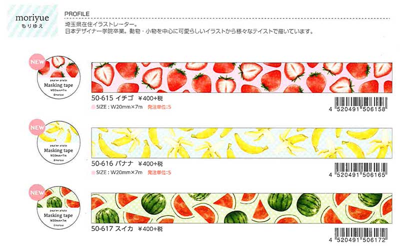 Papier Platz マスキングテープ 50-617 moriyue(もりゆえ) スイカ