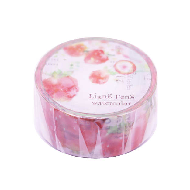ROUNDTOP マスキングテープ MTW-LF004 小徑文化×Liang Feng watercolor Vol.1 Strawberry Mint