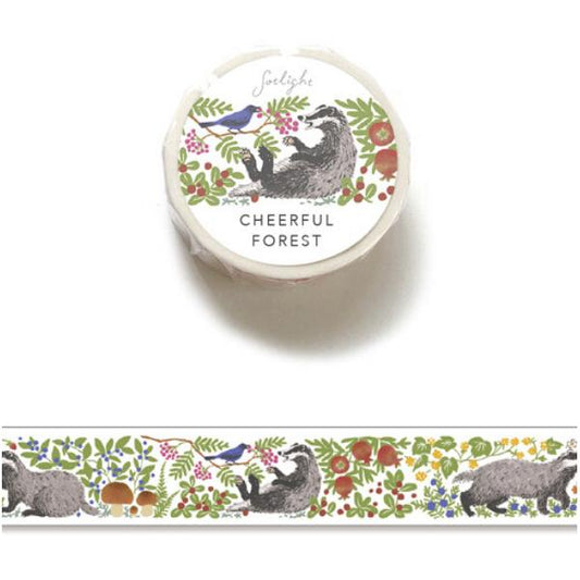 sotlight マスキングテープ 001382 Cheeful Forest アナグマ 15mm