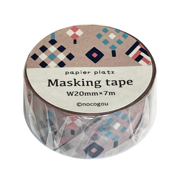 【Papier Platz】デザイナーズマスキングテープ nocogou（ノコゴウ）　37-851 アーガイルツリー/ピンク