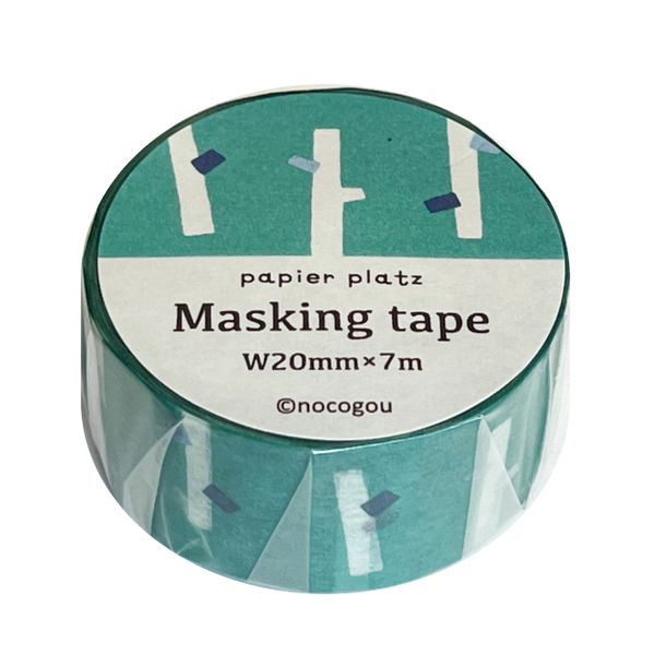 【Papier Platz】デザイナーズマスキングテープ nocogou（ノコゴウ）　37-854 小枝/ターコイズブルー