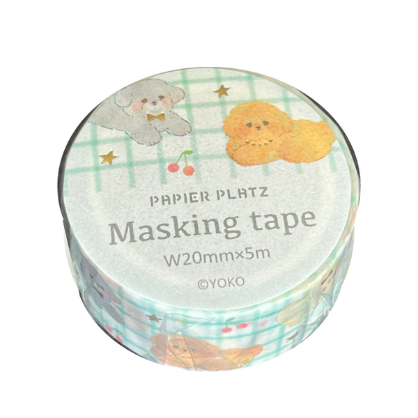 【Papier Platz】デザイナーズ マスキングテープ  YOKO　52-018 ふわふわパピー