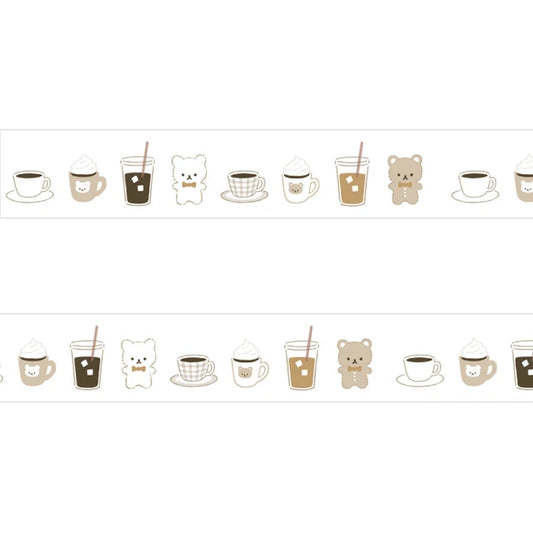 Papier Platz マスキングテープ 72-004 おかわりますて クマさん珈琲