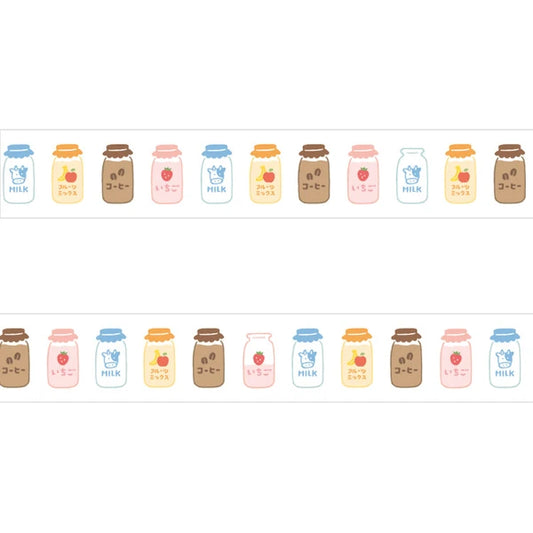 Papier Platz マスキングテープ 72-008 おかわりますて 牛乳瓶