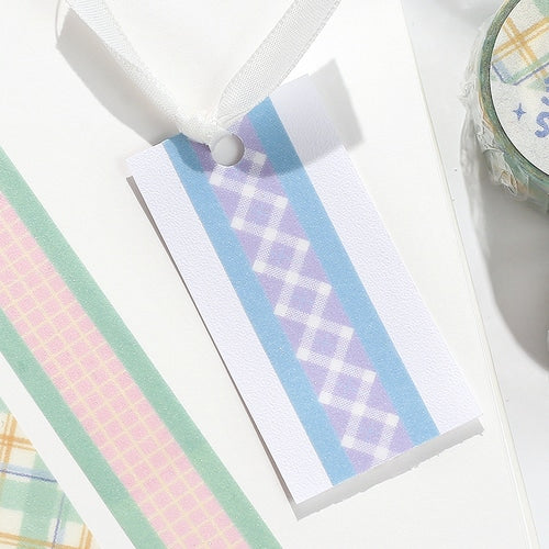 BGMきらふわシュガーマスキングテープ BM-KD004 チェック・イチゴソーダ