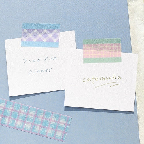 BGMきらふわシュガーマスキングテープ BM-KD004 チェック・イチゴソーダ