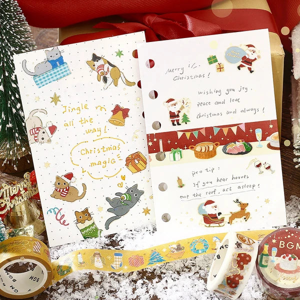 BGMマスキングテープ BM-SPLM065 2025年クリスマス限定 猫とクリスマス
