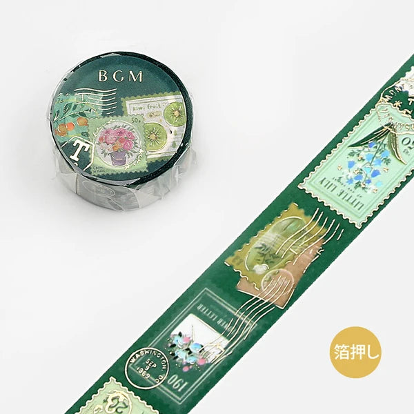BGMマスキングテープ BM-SPPO004 ポストオフィス・植物グリーン