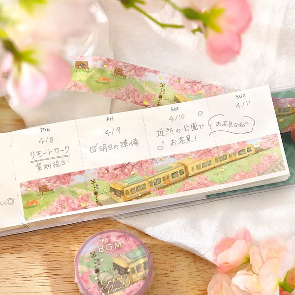 BGM 箔押しマスキングテープ BM-SPSA051 桜限定 桜咲く電車通り|桜 春 BGM 箔押しマスキングテープ BM-SPSA051 桜限定 桜咲く電車通り|桜 春