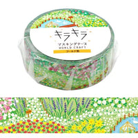 ワールドクラフト【キラキラマスキングテープ15mm】 KRMT15-068 Flower garden