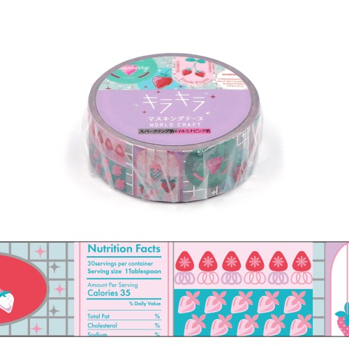 ワールドクラフト マスキングテープ KRMT15-101 【キラキラマスキングテープ15mm】 Strawberry