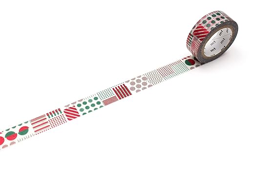 mt マスキングテープ MTCMAS131 mtクリスマス2022 　クリスマスカラーパターン｜クリスマス 幾何学 赤 グリーン ストライプ