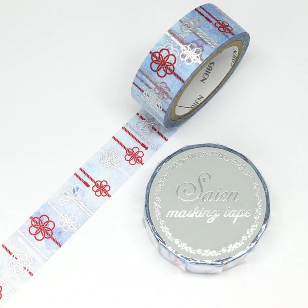 SAIEN マスキングテープ UR3012 組紐　銀箔 15mm×7m巻き