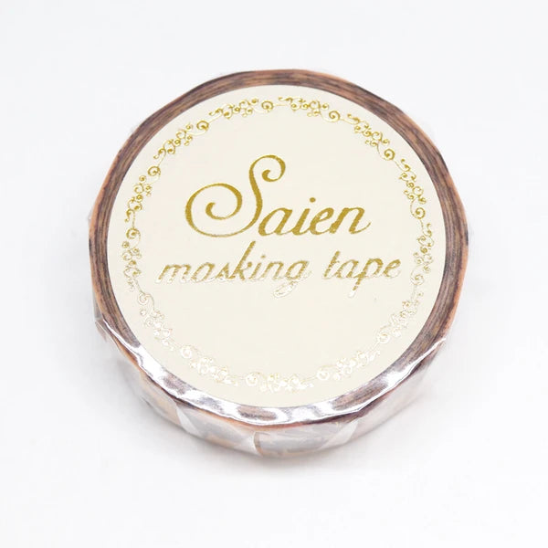 SAIEN マスキングテープ UR3057 チョコレートコスモス　金箔 15mm×7m巻き