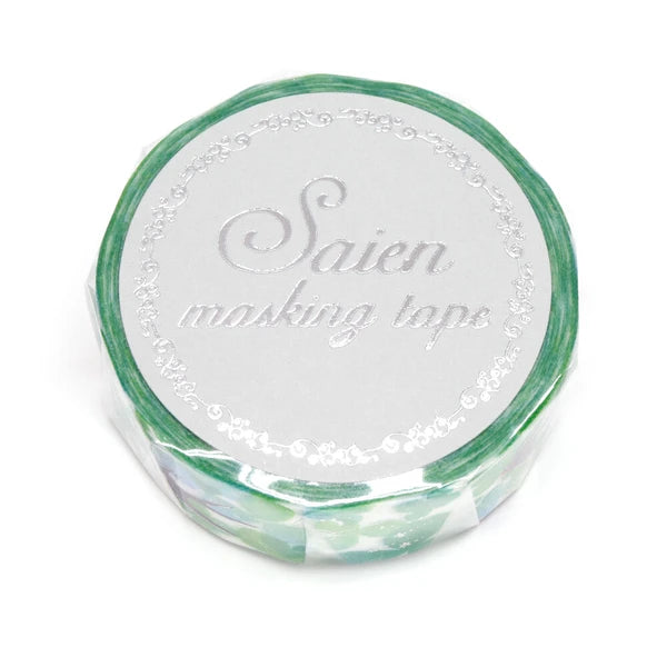 SAIEN マスキングテープ UR3063 ツバメとクローバー　銀箔 15mm×7m巻き