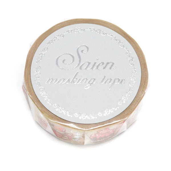 SAIEN マスキングテープ UR3065 いちごスイーツ　銀箔 15mm×7m巻き