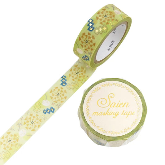 SAIEN マスキングテープ UR3089 たんぽぽ　金箔 15mm×7m巻き