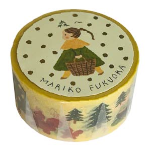 cozyca products 箔押しマスキングテープ 21-043 福岡麻利子 森へ｜クリスマス 森 イラスト レトロ かわいい