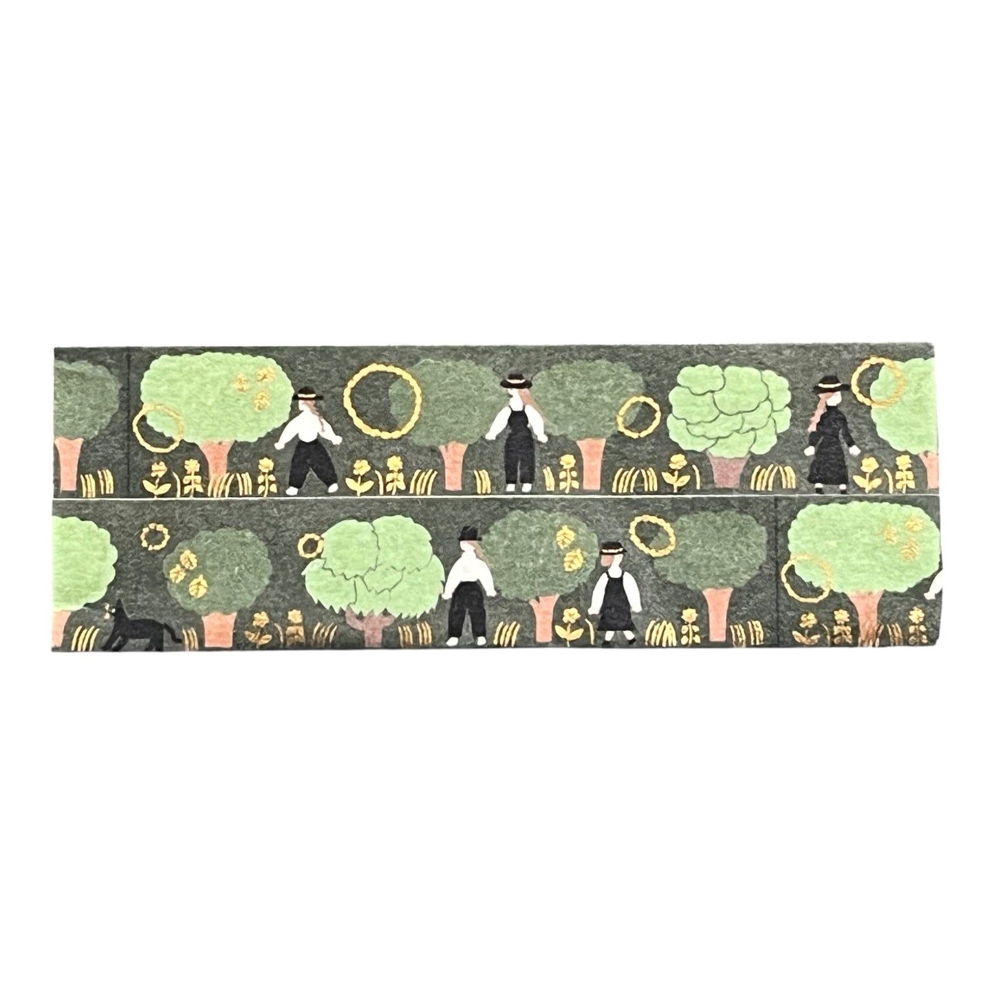 cozyca products 箔押しマスキングテープ 21-041 ネクタイ 緑｜森 人物 箔押し レトロ 手帳