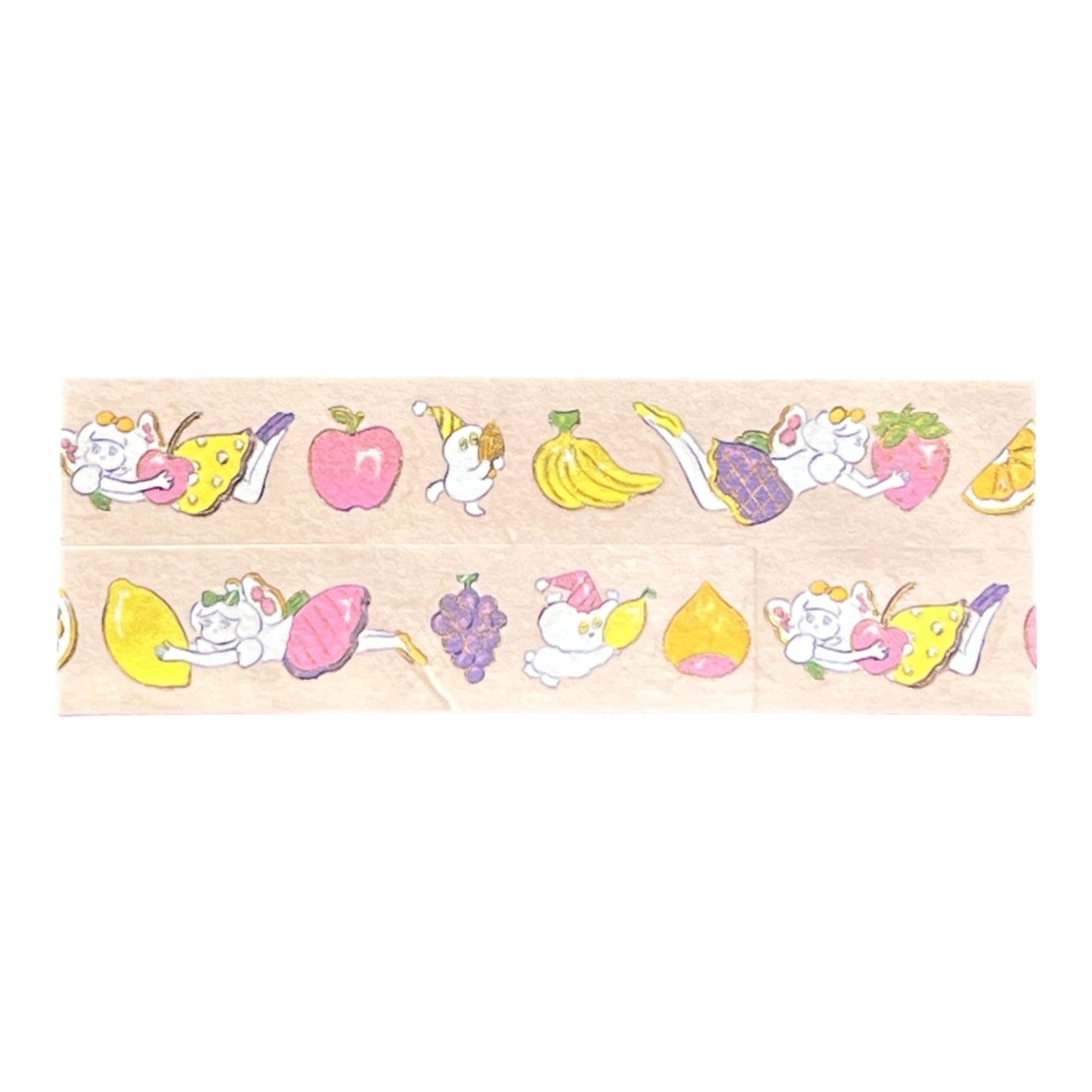 cozyca products 箔押しマスキングテープ 21-047 北澤平祐 くだものをはこぶみんな｜かわいい フルーツ キャラクター 手帳デコ