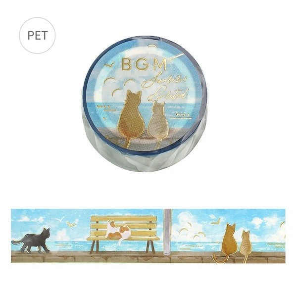BGM 透明テープ BM-CLN017 夏限定　海辺と猫｜海 猫 コラージュ 夏 透明テープ