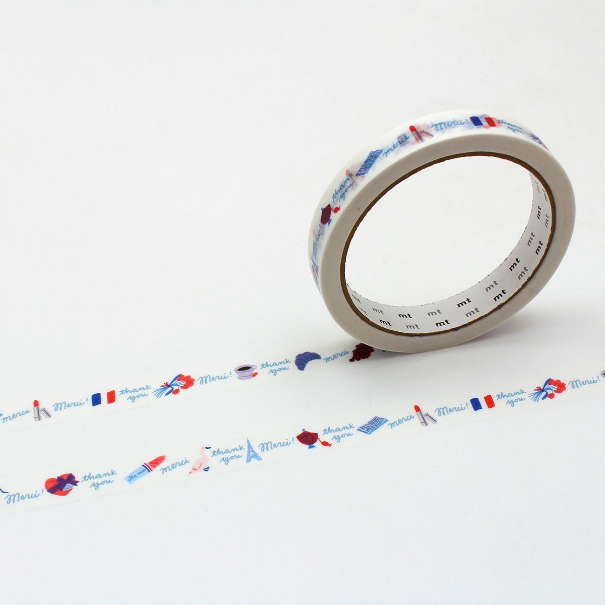 mt マスキングテープ MT01L096 mt large core French tricolour flag 強粘着｜フランス 英字 手紙 thank you merci