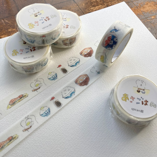spicaの庭 マスキングテープ SM28 muuちゃんシリーズ あさごはん｜朝食 かわいい 手帳 コラージュ イラスト