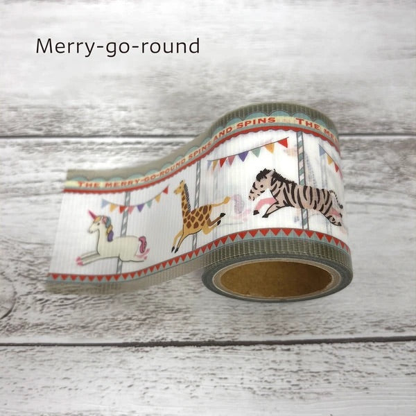 シール堂 養生テープ ks-yj-10003 YOJO TAPE Merry-go-round｜メリーゴーラウンド 動物 レトロ かわいい