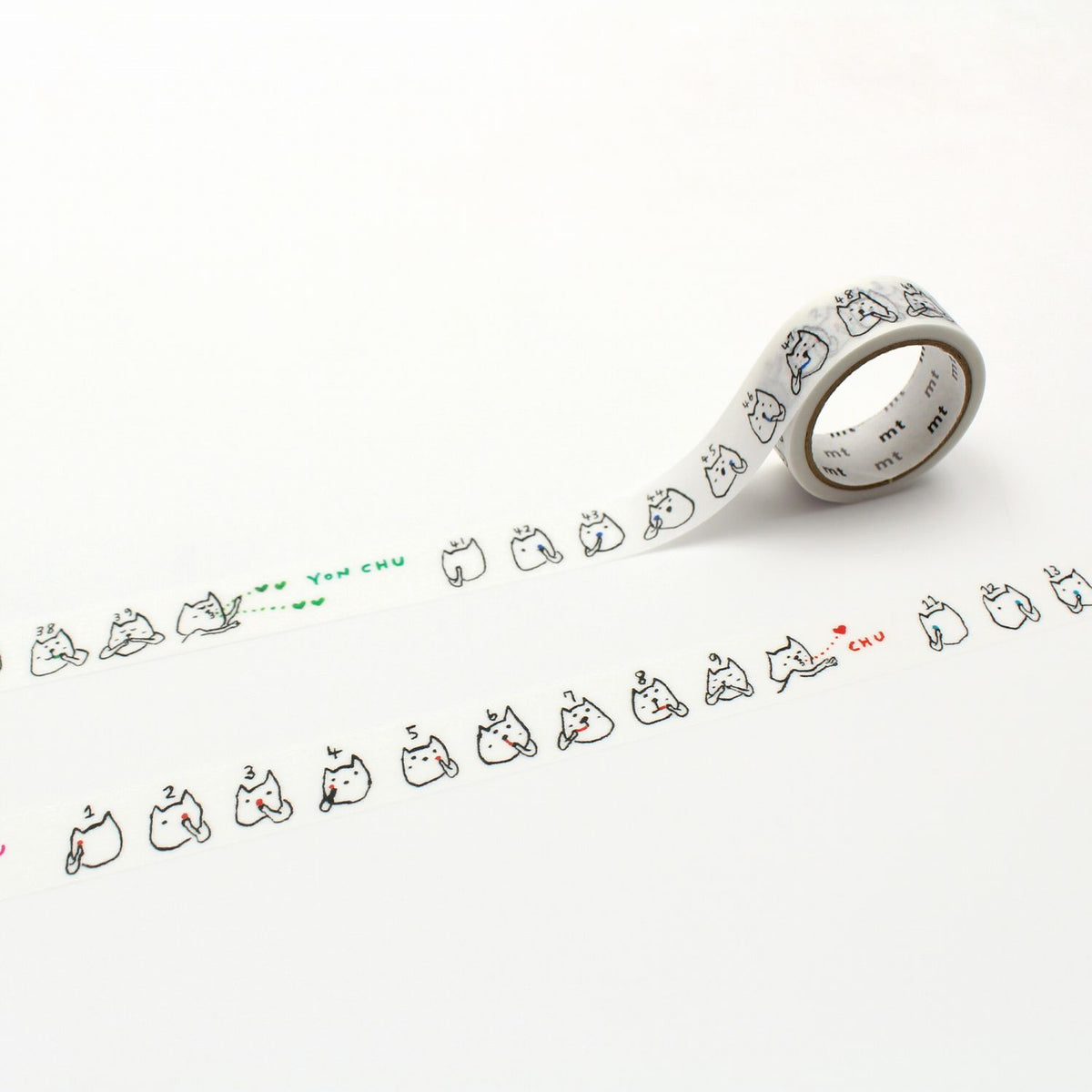 mt マスキングテープ MTKUDO01 mt 工藤あゆみ 123456789chu｜猫 手書き文字 かわいい 手帳デコ コラージュ