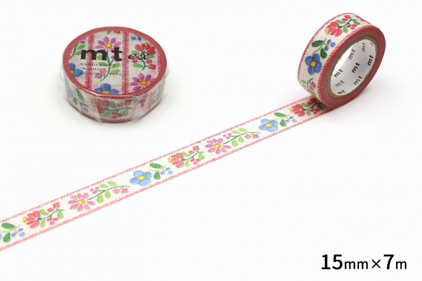 mt マスキングテープ MTEX1P68R mt ex 刺繍｜花柄 刺繍風 カラフル ナチュラル 手帳デコ