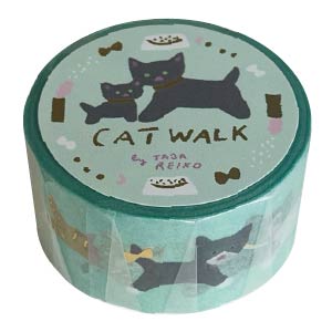cozyca products 箔押しマスキングテープ 21-048 多田玲子 CAT WALK｜猫 かわいい 手帳デコ コラージュ