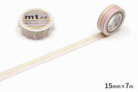 mt マスキングテープ MTEX1P78R mt ex 色えんぴつ・ボーダー｜ボーダー ストライプ カラフル 手帳デコ かわいい