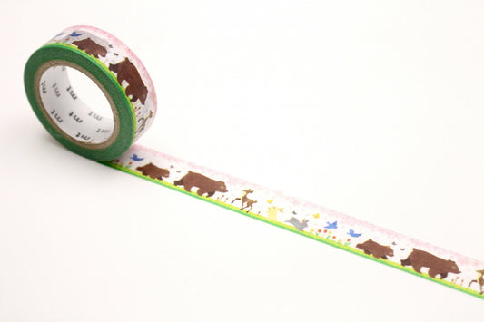 mt マスキングテープ MTEX1P162 mt ex 冬眠から目覚めた動物たち｜動物 春 かわいい 手帳デコ コラージュ