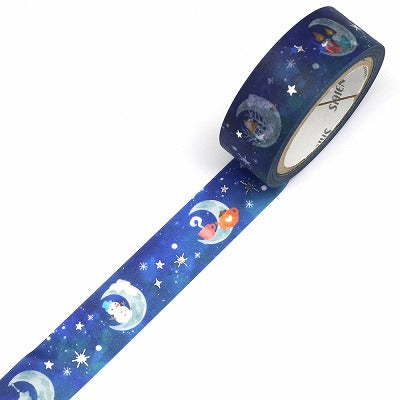 カミイソ産商 箔押しマスキングテープ UR-3047 【SAIEN 箔シリーズ】月｜夜空 星 月 箔押し かわいい