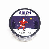 【SAIEN 和紙 マスキングテープ オリジナルシリーズ/箔！】UR-4025 アイススケートサンタ
